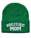 world's best mom embroidered cuffed beanie hat