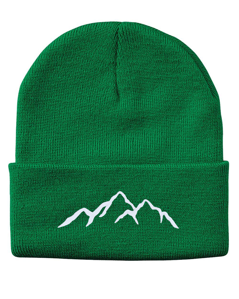mountains embroidered cuffed beanie hat