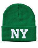 ny state abbreviation embroidered cuffed beanie hat