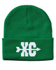 cross country xc symbol embroidered cuffed beanie hat