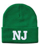 nj state abbreviation embroidered cuffed beanie hat