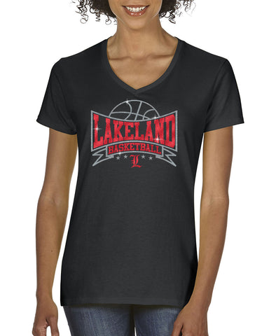 Lakeland Basketball DAD Sport Gray Heavy Blend Shirt w/ V1 Lakeland Basketball DAD on Front.