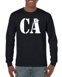 cheer army black long sleeve tee w/ white ca logo on front.