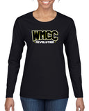wmcc black long sleeve tee w/ wmcc logo on front & mom on back.