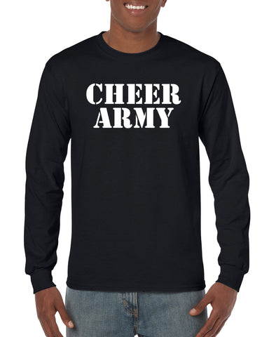 Cheer Army Black Sports Bra w/ White ARMY Logo on Front.