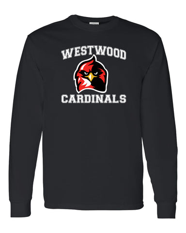 Westwood Cardinals Black 100% Cotton Tee w/ Angry Bird Cardinal Design