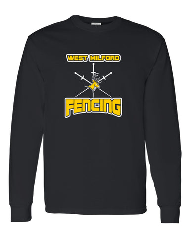 West Milford Fencing Black Nublend® Cadet Collar Quarter-Zip Sweatshirt - 995MR w/ Left Chest WM Fencing Design on Front.