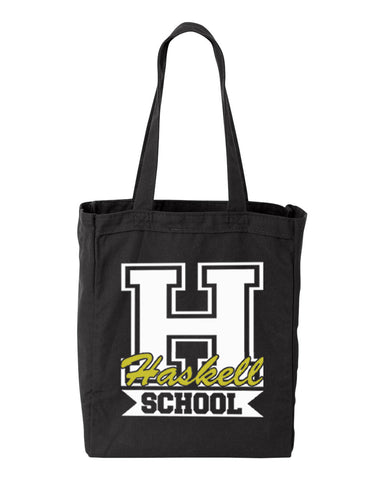 HASKELL School Heavy Cotton Black Long Sleeve Tee w/ HASKELL School "H" Logo on Front.