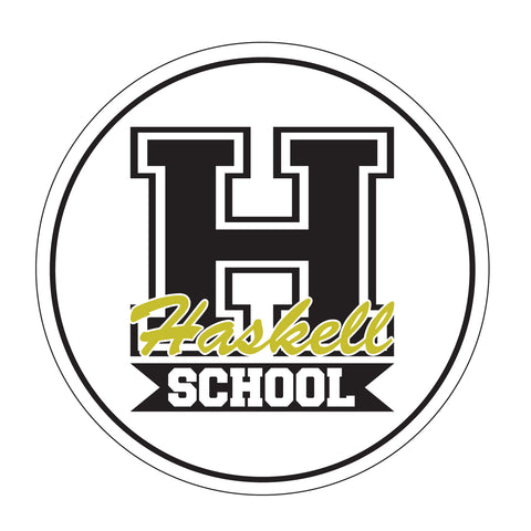 HASKELL SCHOOL Stripe Jersey Short Sleeve Tee w/ HASKELLSchool "H" Logo 2 color on Front.