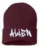 alien embroidered cuffed beanie hat