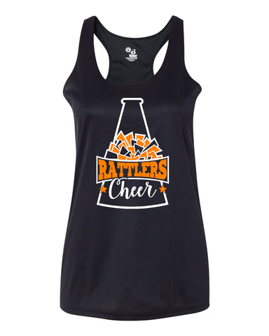 Ringwood Rattlers Black JERZEES - Dri-Power® 50/50 T-Shirt - 29MR w/ 2 Color Rattlers Cheerleading Bow Design on Front
