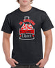 jr lancers competition cheer heavy cotton black shirt w/ megaphone 3 color design on front.