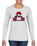 jr lancers competition cheer heavy cotton white shirt w/ mega bow 2 color design on front.