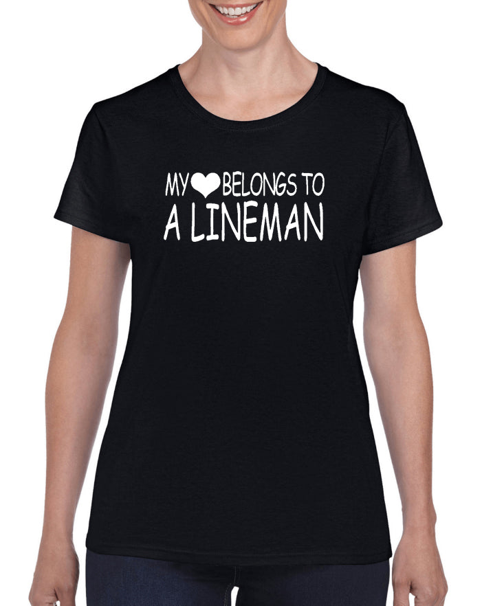 my heart belongs to a lineman v1 graphic transfer design shirt