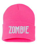 zombie embroidered cuffed beanie hat