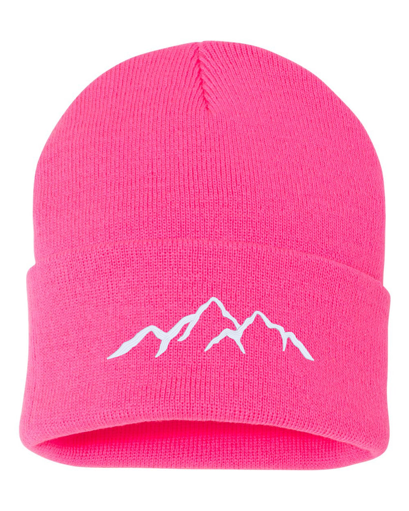 mountains embroidered cuffed beanie hat