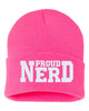 proud nerd embroidered cuffed beanie hat