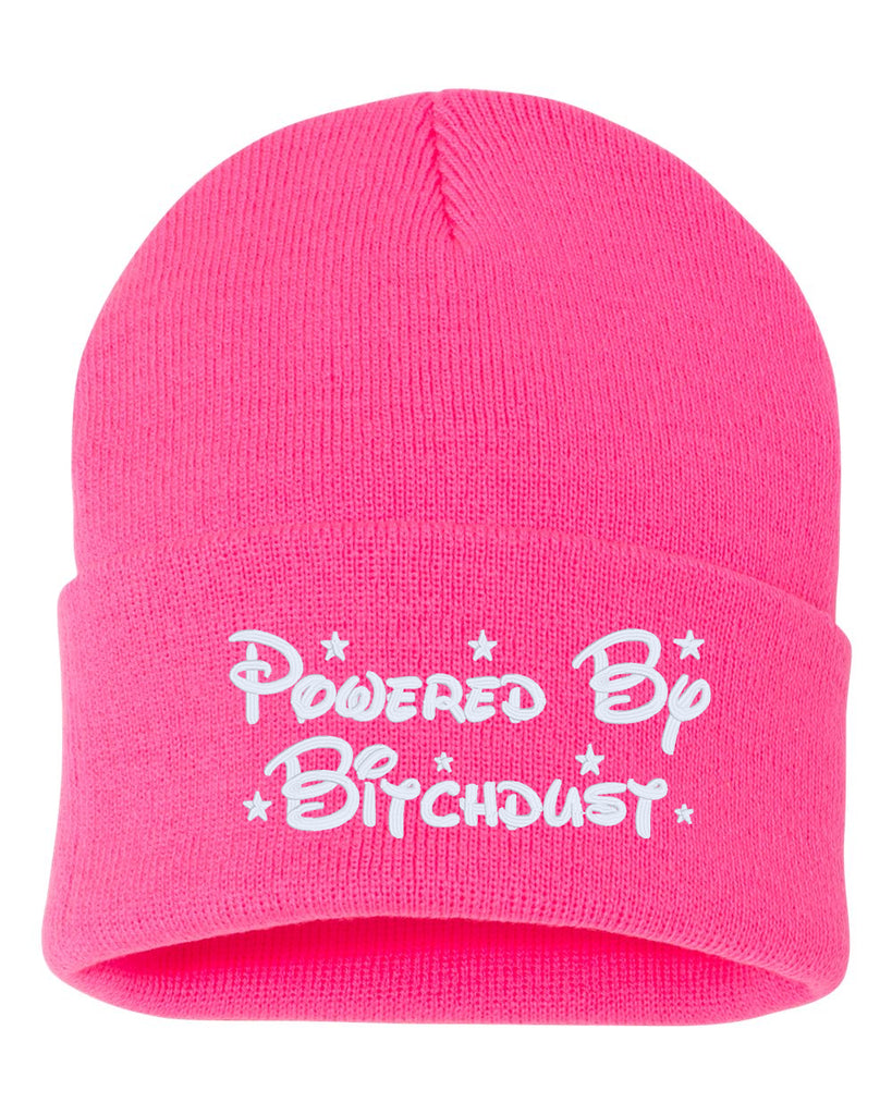 powered by bitchdust embroidered cuffed beanie hat