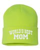 world's best mom embroidered cuffed beanie hat