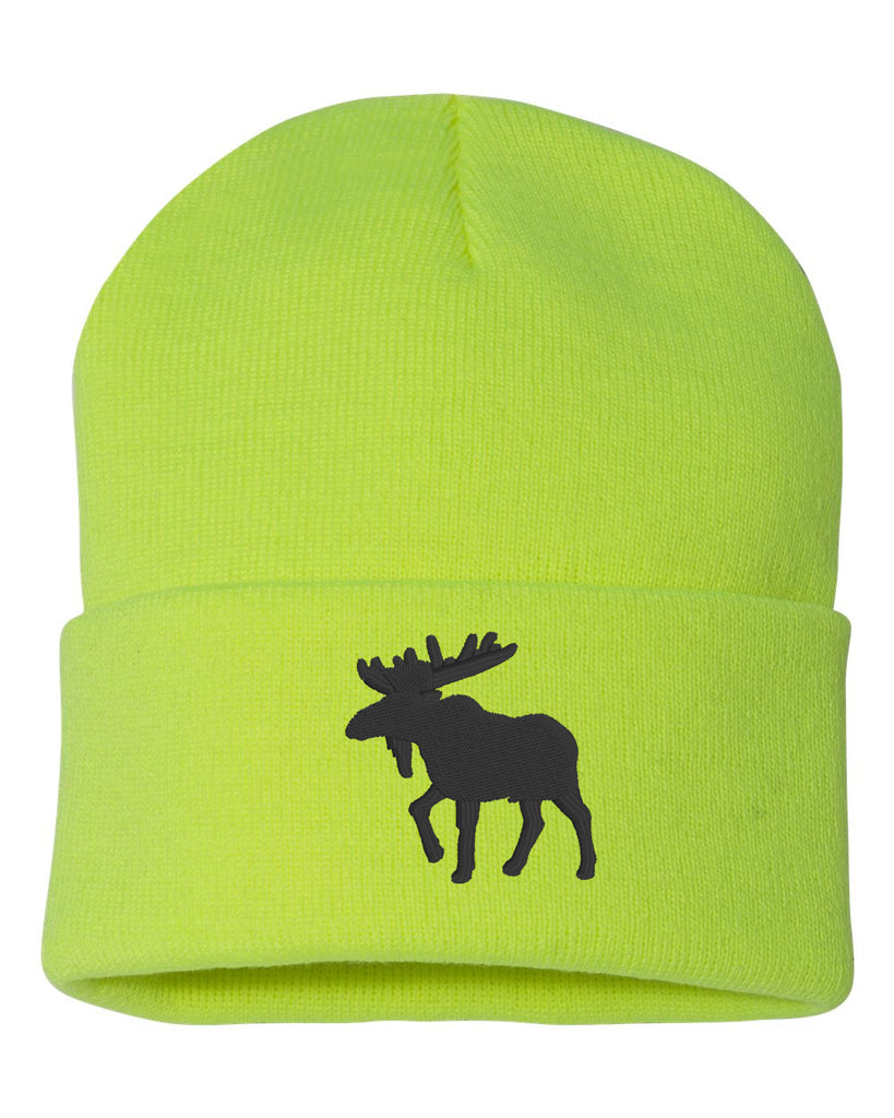 moose embroidered cuffed beanie hat