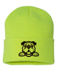 peeking bulldog embroidered cuffed beanie hat