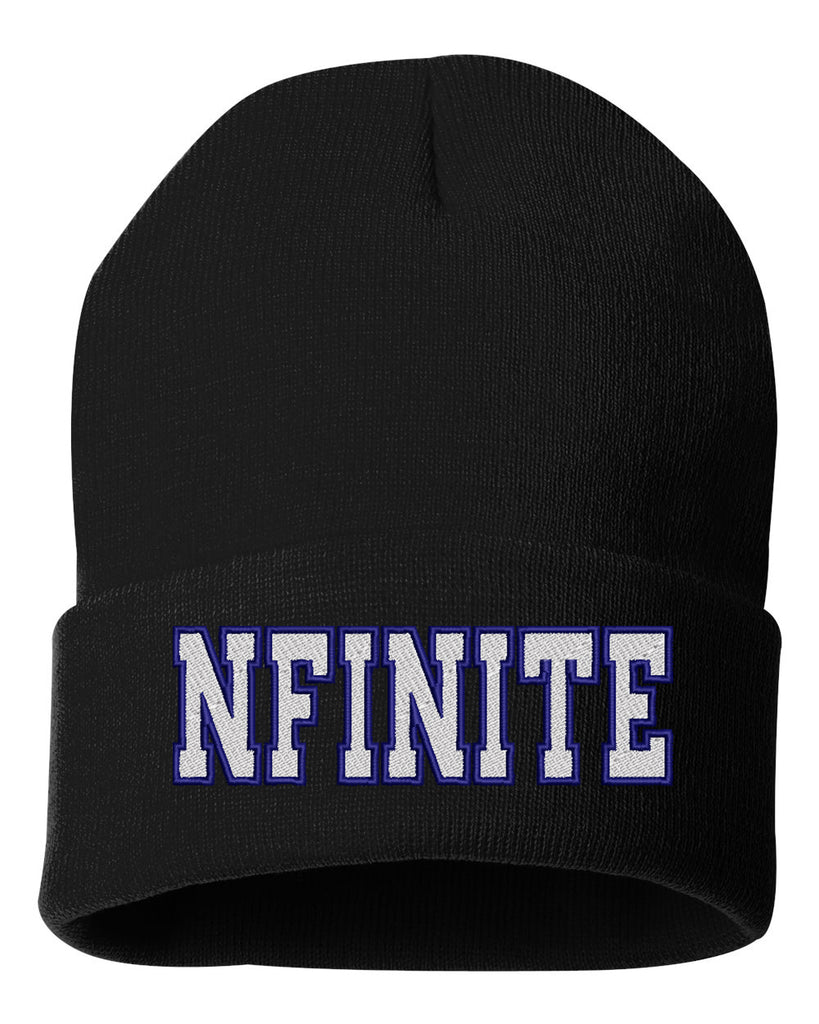 nfinite sportsman - solid black 12" cuffed beanie - nfinite embroidered on front.