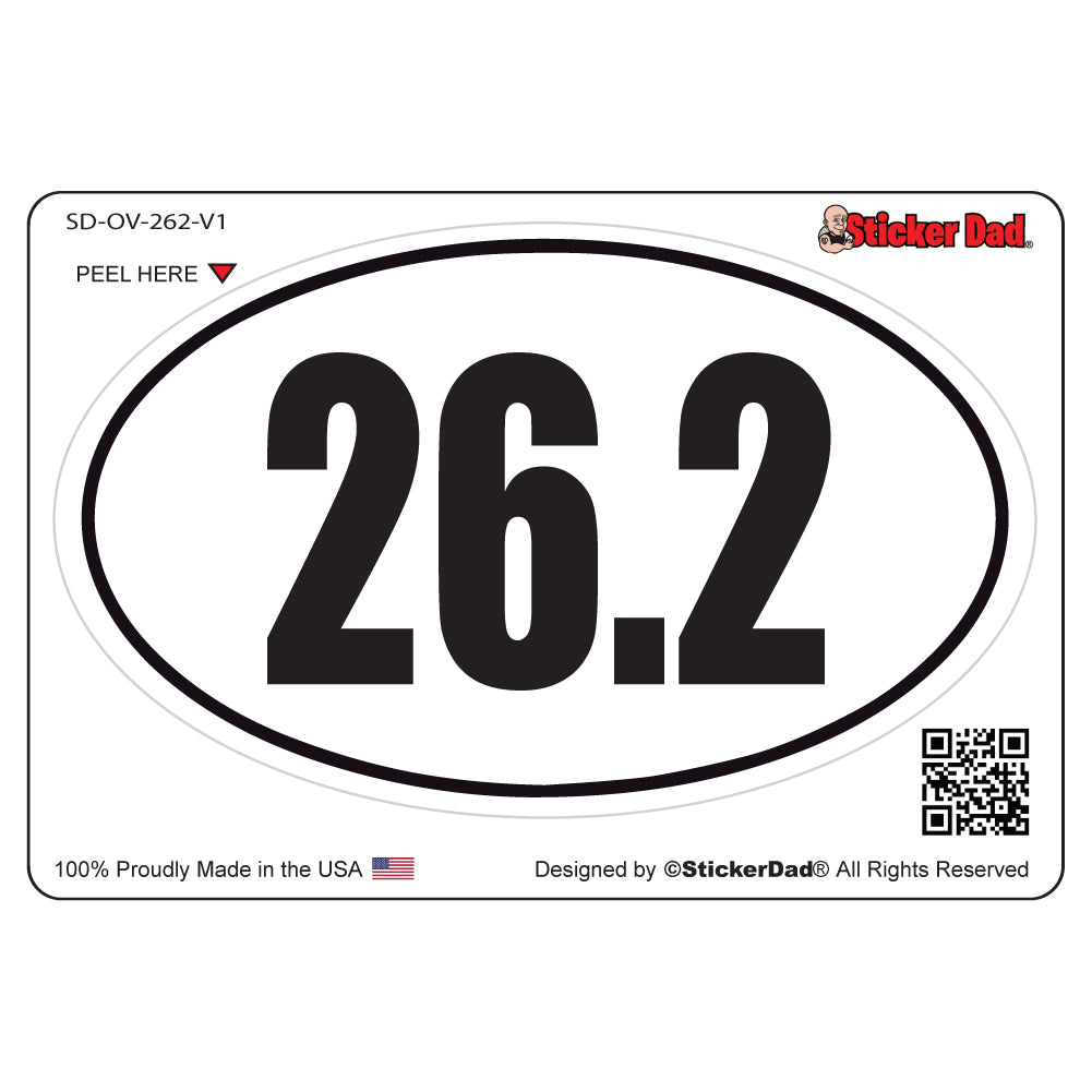 26.2 full marathon runner v1 oval full color printed vinyl decal window sticker