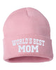 world's best mom embroidered cuffed beanie hat