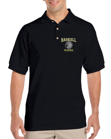 HASKELL School Heavy Cotton Black Long Sleeve Tee w/ Small Left Chest HASKELL School "Indian" Logo on Front.