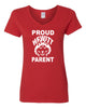 hewitt huskies red heavy cotton™ women’s v-neck t-shirt - 5v00l w/ proud parent on front