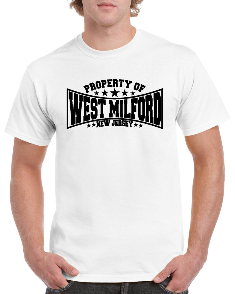 property of west milford new jersey graphic transfer design shirt