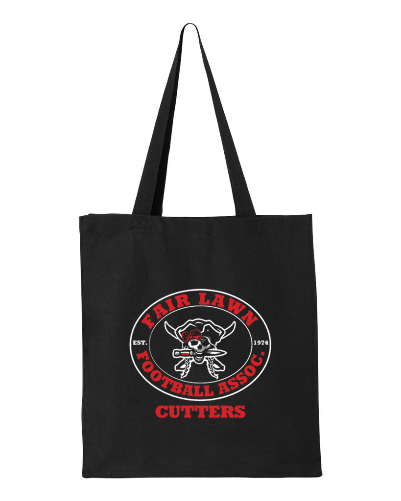 flfa black q-tees - 14l shopping bag w/ flfa cheer/football logo on front