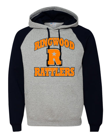 Ringwood Rattlers Black JERZEES - Dri-Power® Long Sleeve 50/50 T-Shirt - 29LSR w/ 2 Color RATTLERS Design on Front