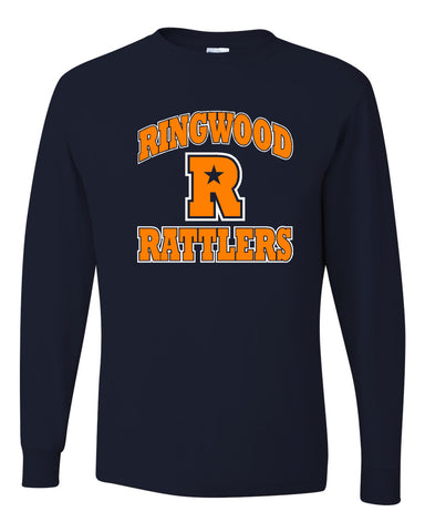 Ringwood Rattlers Black JERZEES - Dri-Power® 50/50 T-Shirt - 29MR w/ 2 Color RATTLERS Design on Front