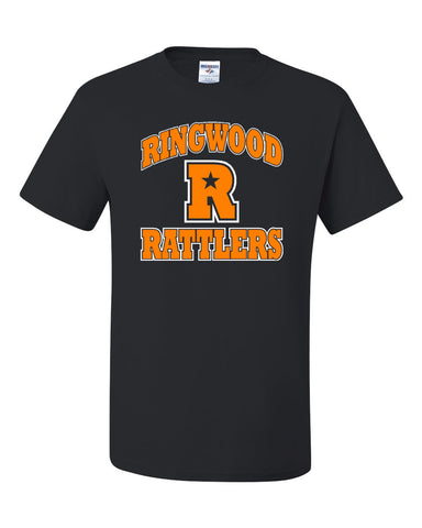 Ringwood Rattlers Black JERZEES - NuBlend® Hooded Sweatshirt - 996MR w/ 2 Color Rattlers Cheerleading Bow Design on Front