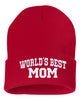 world's best mom embroidered cuffed beanie hat