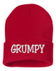 grumpy embroidered cuffed beanie hat