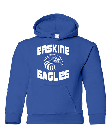 Erskine School Sport Gray Long Sleeve Tee w/ Royal Logo Design 1 on Front