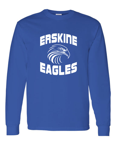 Erskine School Royal Short Sleeve Tee w/ White Logo Design 1 on Front