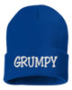 grumpy embroidered cuffed beanie hat