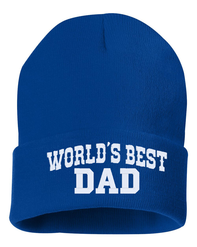 world's best dad embroidered cuffed beanie hat