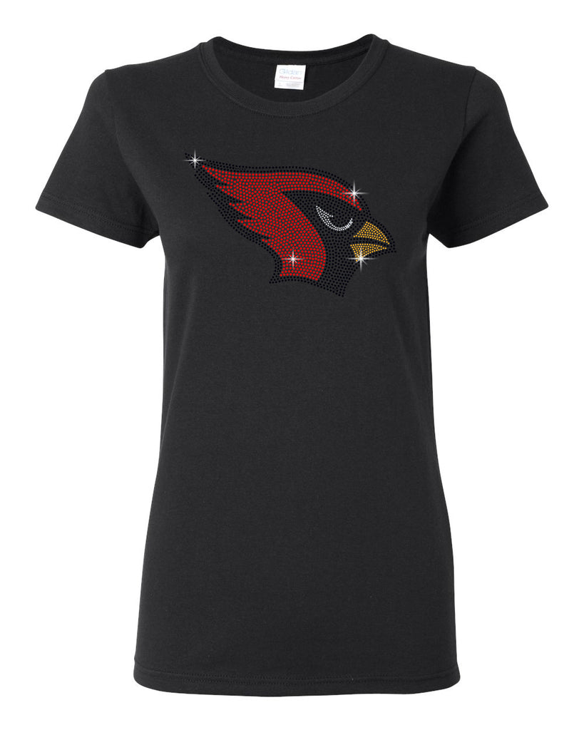westwood cardinals black heavy blend short sleeve t-shirt w/ spangle cardinal bird design