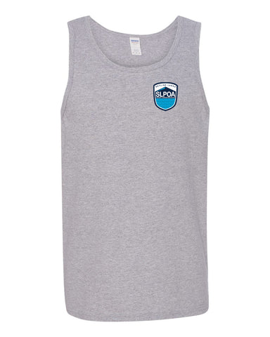 Skyline Lakes Gray/Navy Heavy Cotton™ Raglan Three-Quarter Sleeve T-Shirt - 5700 w/ Shield Logo Front & SLPOA Logo on Back