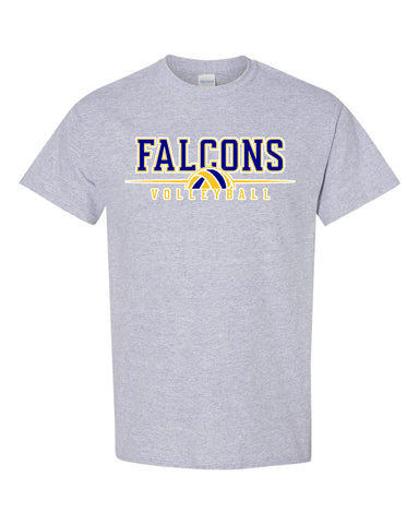 JTHS Volleyball Charcoal Gray Short Sleeve Tee w/ Falcons Volleyball V3 Logo on Front