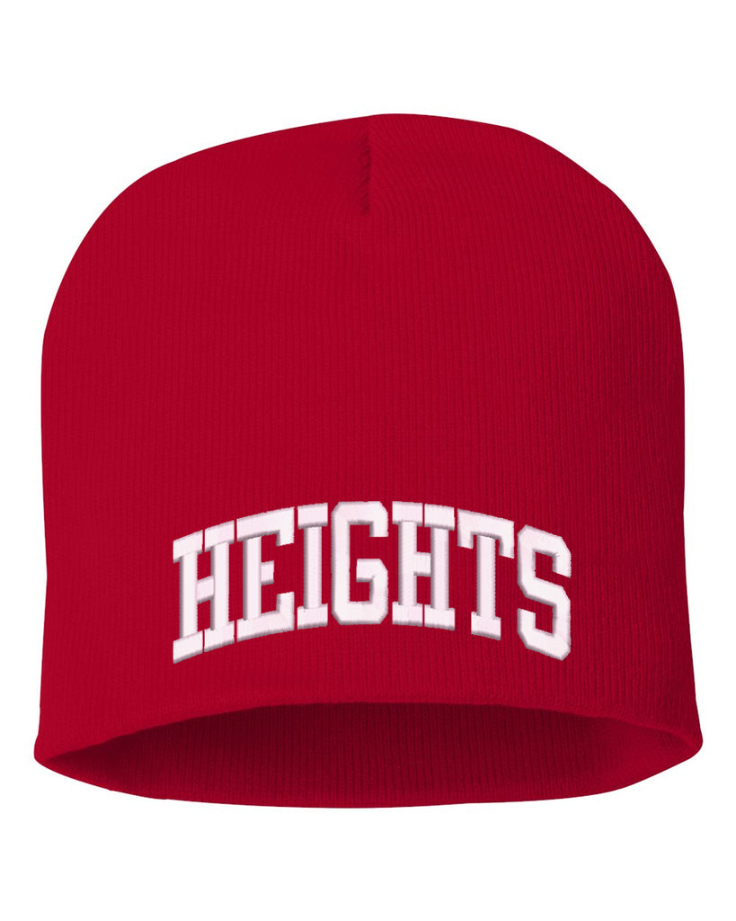 height red sportsman - 8" knit beanie - sp08 w/ heights arc logo on front.