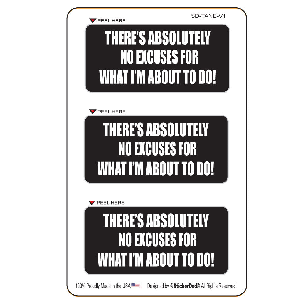 there's absolutely no excuse for what i'm about to do (3 pack) 3" x 1.5" hard hat-helmet full color printed decal