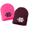 cross country xc symbol embroidered cuffed beanie hat