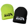 alien embroidered cuffed beanie hat