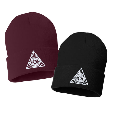 SMILE Face Embroidered Cuffed Beanie Hat