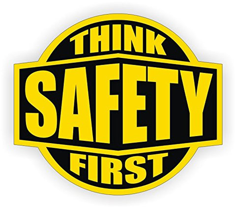 Think Safety First V2 Red/Black/White 2" Round Hard Hat-Helmet Full Color Printed Decal